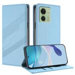 For Motorola Edge 40 Embossed Multi-functional Wallet Retro Leather Phone Case(Light Blue)