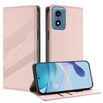 For Motorola Moto G Play 4G 2024 Embossed Multi-functional Wallet Retro Leather Phone Case(Pink)
