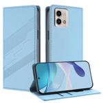 For Motorola Moto G Stylus 5G 2023 Embossed Multi-functional Wallet Retro Leather Phone Case(Light Blue)