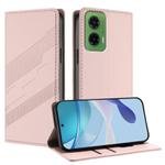 For Motorola Moto G35 Embossed Multi-functional Wallet Retro Leather Phone Case(Pink)