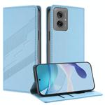 For Motorola Moto G55 Embossed Multi-functional Wallet Retro Leather Phone Case(Light Blue)