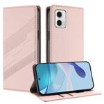 For Motorola Moto G73 Embossed Multi-functional Wallet Retro Leather Phone Case(Pink)