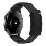 20mm Folding Magnetic Buckle Stainless Steel Rubber Watch Band(Black+Black)