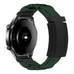20mm Folding Magnetic Buckle Stainless Steel Rubber Watch Band(Green+Black)