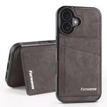 For iPhone 16 Forwenw F8 Series 2 in 1 Magnetic Card Slot Leather Phone Case(Grey)
