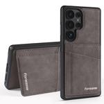 For Samsung Galaxy S25 Ultra 5G Forwenw F8 Series 2 in 1 Magnetic Card Slot Leather Phone Case(Grey)