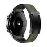 20mm T-Shaped Fold Magnetic Buckle Silicone PU Watch Band(Crazy Horse Green)