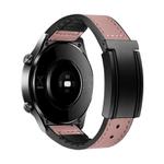 22mm T-Shaped Fold Magnetic Buckle Silicone PU Watch Band(Pink)