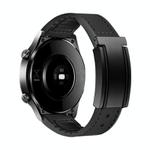 22mm T-Shaped Fold Magnetic Buckle Silicone PU Watch Band(Black)