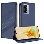 For OPPO A57 5G Embossed Multi-functional Wallet Retro Leather Phone Case(Dark Blue)