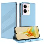 For OPPO Reno9 Embossed Multi-functional Wallet Retro Leather Phone Case(Light Blue)