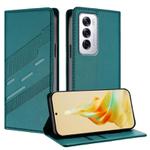 For OPPO Reno12 5G Embossed Multi-functional Wallet Retro Leather Phone Case(Dark Green)