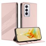 For OPPO Reno12 5G Embossed Multi-functional Wallet Retro Leather Phone Case(Pink)