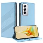 For OPPO Reno12 5G Embossed Multi-functional Wallet Retro Leather Phone Case(Light Blue)