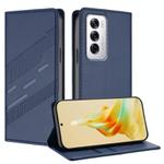 For OPPO Reno12 5G Embossed Multi-functional Wallet Retro Leather Phone Case(Dark Blue)