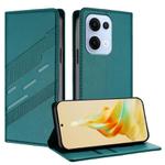 For OPPO Reno13 5G Embossed Multi-functional Wallet Retro Leather Phone Case(Dark Green)