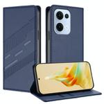 For OPPO Reno13 5G Embossed Multi-functional Wallet Retro Leather Phone Case(Dark Blue)