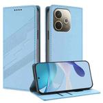 For OPPO A5 Pro Global Embossed Multi-functional Wallet Retro Leather Phone Case(Light Blue)