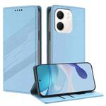 For OPPO A5x 5G Embossed Multi-functional Wallet Retro Leather Phone Case(Light Blue)