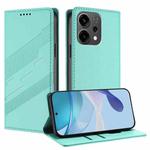 For OPPO Reno14 F 5G Embossed Multi-functional Wallet Retro Leather Phone Case(Mint Green)