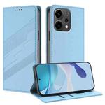 For OPPO Reno14 F 5G Embossed Multi-functional Wallet Retro Leather Phone Case(Light Blue)
