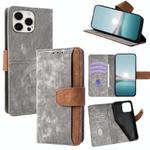 For iPhone 13 Pro Max Color Stitching Skin Feel Leather RFID Blocking Phone Case(Grey)