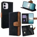 For iPhone 11 Color Stitching Skin Feel Leather RFID Blocking Phone Case(Black)