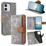 For iPhone 11 Color Stitching Skin Feel Leather RFID Blocking Phone Case(Grey)