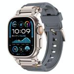 For Apple Watch 46mm / 49mm / 45mm / 44mm Stainless Steel Connector TPU Watch Band(Grey+Titanium)