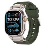For Apple Watch 42mm / 41mm / 40mm / 38mm Stainless Steel Connector TPU Watch Band(Green+Titanium)