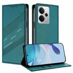 For Realme 14 Embossed Multi-functional Wallet Retro Leather Phone Case(Dark Green)