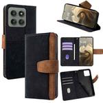 For Motorola Edge 60 Pro 5G Color Stitching Skin Feel Leather RFID Blocking Phone Case(Black)