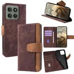 For Motorola Edge 60 Pro 5G Color Stitching Skin Feel Leather RFID Blocking Phone Case(Brown)