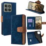 For Motorola Edge 60 Pro 5G Color Stitching Skin Feel Leather RFID Blocking Phone Case(Blue)