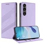 For Sony Xperia 1 VII Embossed Multi-functional Wallet Retro Leather Phone Case(Light Purple)