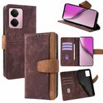For Realme P3 Pro 5G Global Color Stitching Skin Feel Leather RFID Blocking Phone Case(Brown)