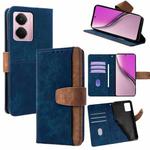 For Realme P3 Pro 5G Global Color Stitching Skin Feel Leather RFID Blocking Phone Case(Blue)