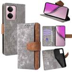 For Realme P3 Pro 5G Global Color Stitching Skin Feel Leather RFID Blocking Phone Case(Grey)