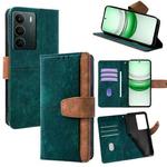 For Realme C71 4G Color Stitching Skin Feel Leather RFID Blocking Phone Case(Green)