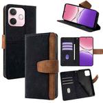 For OPPO A5 Pro 5G Global Color Stitching Skin Feel Leather RFID Blocking Phone Case(Black)