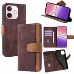 For OPPO A5 Pro 5G Global Color Stitching Skin Feel Leather RFID Blocking Phone Case(Brown)