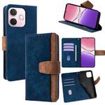 For OPPO A5 Pro 5G Global Color Stitching Skin Feel Leather RFID Blocking Phone Case(Blue)