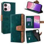 For OPPO A5 Pro 5G Global Color Stitching Skin Feel Leather RFID Blocking Phone Case(Green)