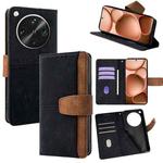 For OPPO Find X8 Ultra 5G Color Stitching Skin Feel Leather RFID Blocking Phone Case(Black)