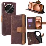 For OPPO Find X8 Ultra 5G Color Stitching Skin Feel Leather RFID Blocking Phone Case(Brown)