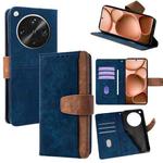 For OPPO Find X8 Ultra 5G Color Stitching Skin Feel Leather RFID Blocking Phone Case(Blue)
