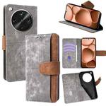 For OPPO Find X8 Ultra 5G Color Stitching Skin Feel Leather RFID Blocking Phone Case(Grey)