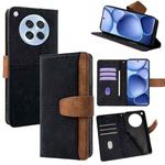 For OPPO Find X8s 5G Color Stitching Skin Feel Leather RFID Blocking Phone Case(Black)