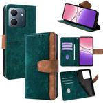 For OPPO A5x 5G Color Stitching Skin Feel Leather RFID Blocking Phone Case(Green)