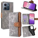 For OPPO A5x 5G Color Stitching Skin Feel Leather RFID Blocking Phone Case(Grey)